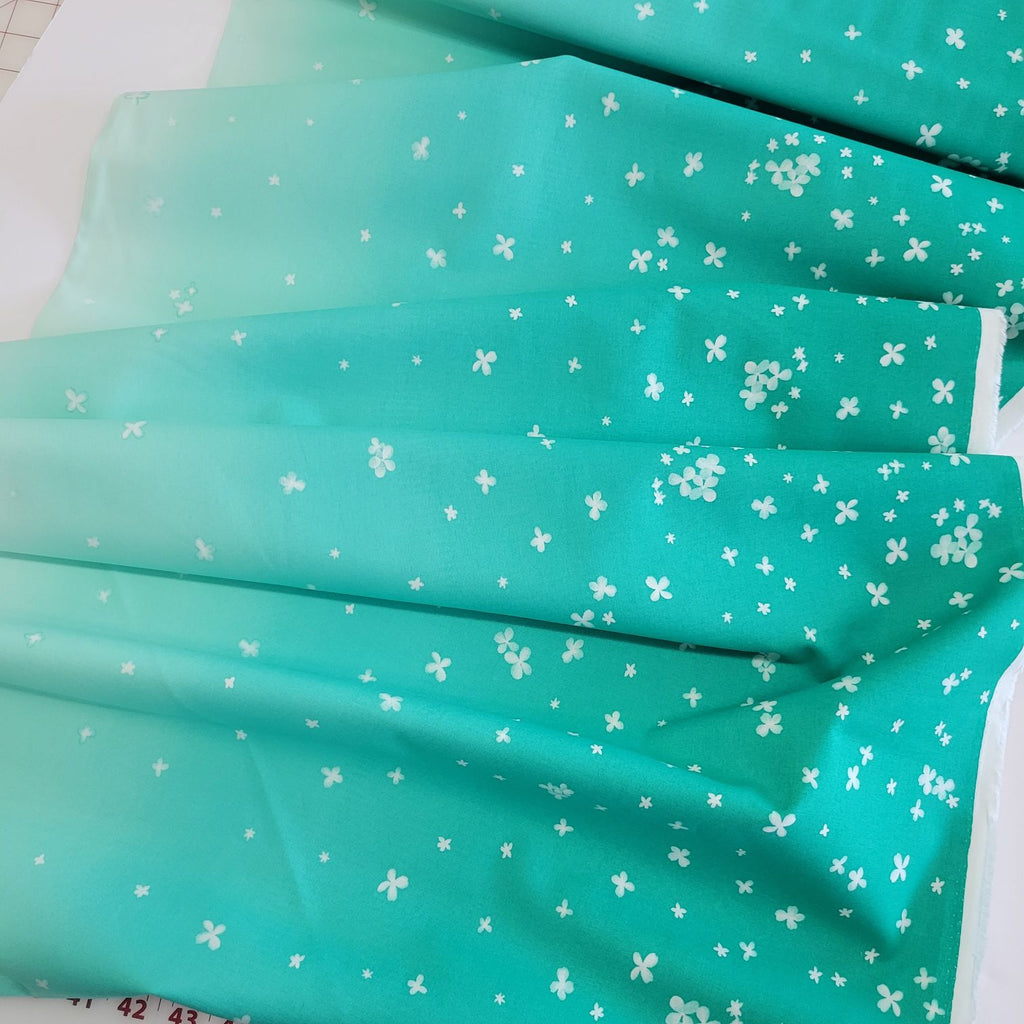 V & Co Ombre Bloom Teal Green Fabric