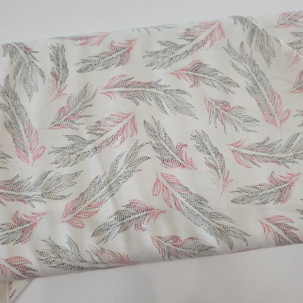 Timna Tarr Zooming Chickens Stitched Feathers White Fabric