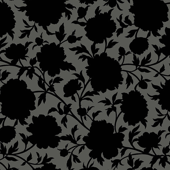 Libs Elliott Verdigris Glenelg Ink Gray Floral Fabric