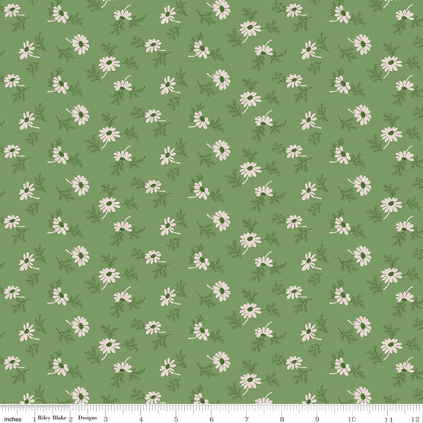 Lori Holt Hometown Holiday Pineflower Basil Green Fabric