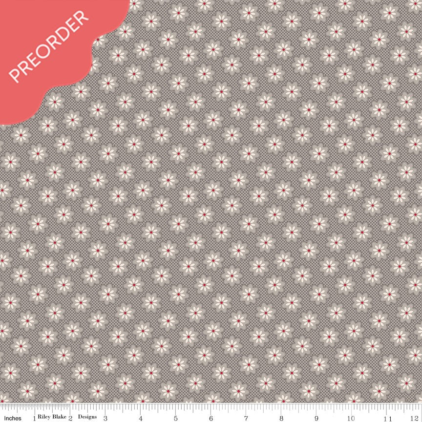 Lori Holt Hometown Holiday Woolly Flower Gray Fabric