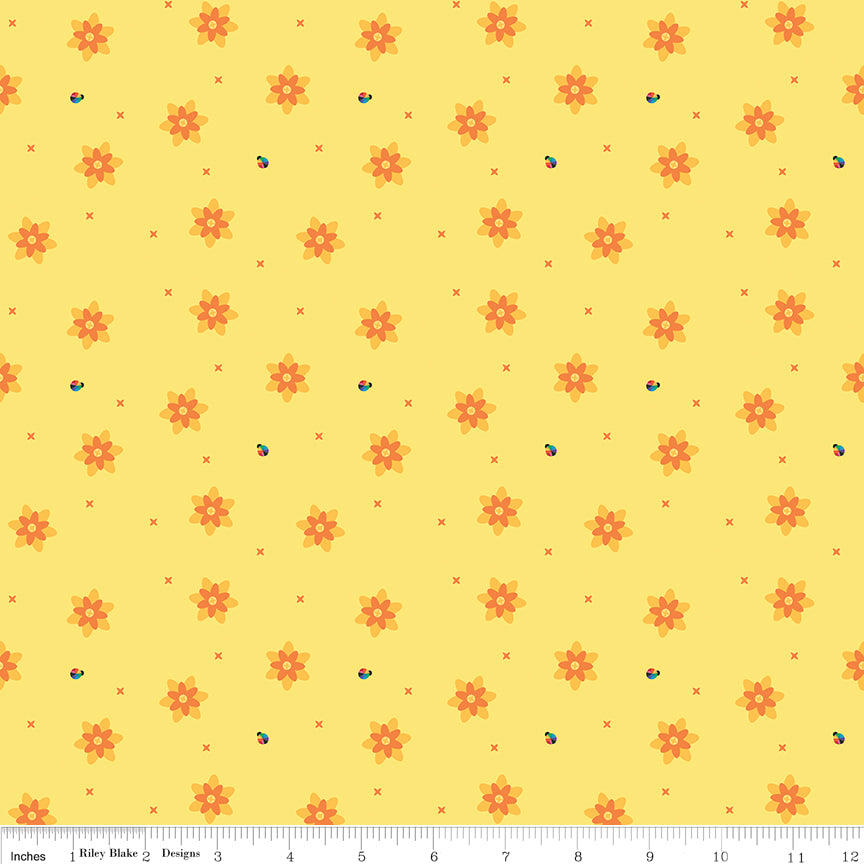 Kristy Lea Bloom Blissful Yellow Fabric