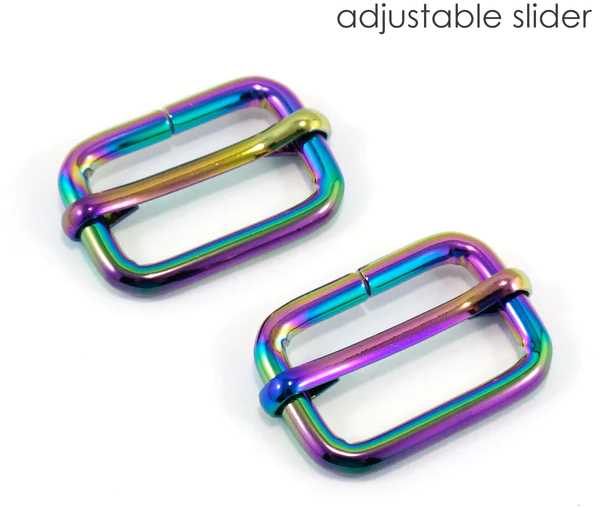 Emmaline Bags Adjustable Slider 1" Iridescent Rainbow Set of 2