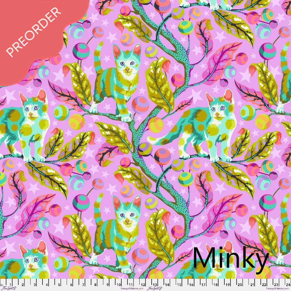 Tula Pink Tabby Road Deja Vu Club Kitty Electroberry MINKY Fabric