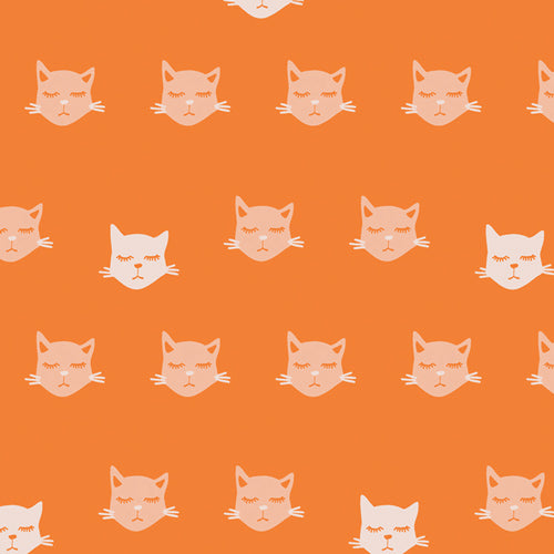 Jessica Swift Oh Meow! Cat Nap Orange Fabric