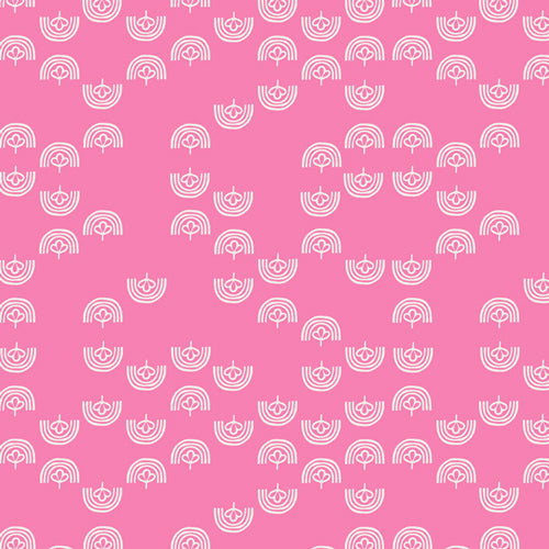 Jessica Swift Oh Meow! Meowtain Meadows Pink Fabric