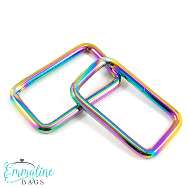 Emmaline Bags Metal Rectangle Rings 1.5" in Iridescent Rainbow Set of …