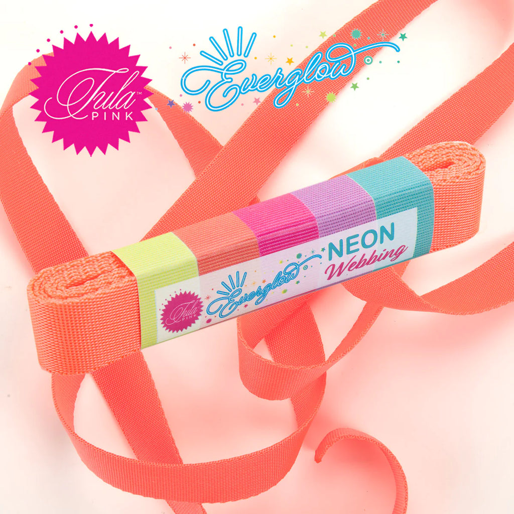 Tula Pink Neon Nylon Webbing - 1" wide - Lunar Orange