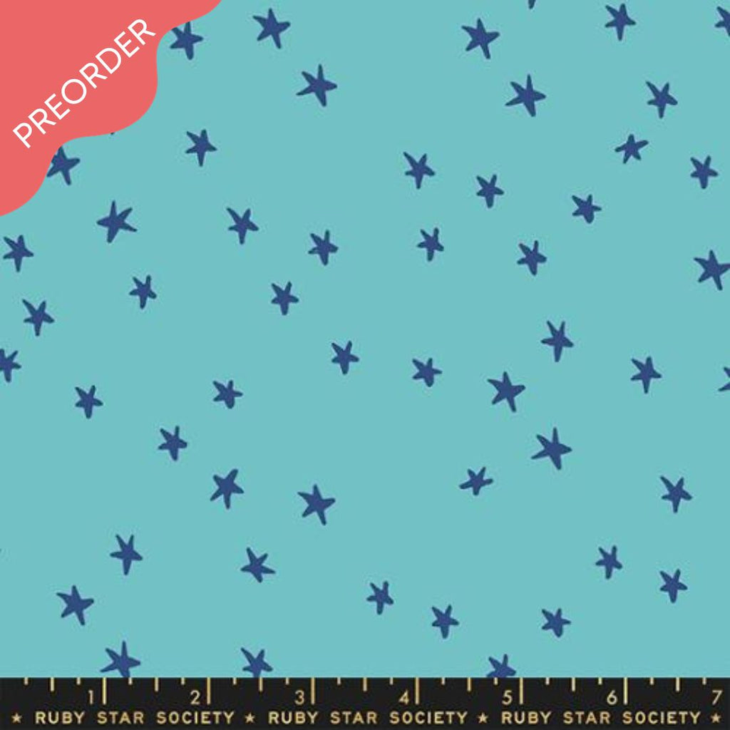 Ruby Star Society Starry Wideback Turquoise 108" Blue Fabric