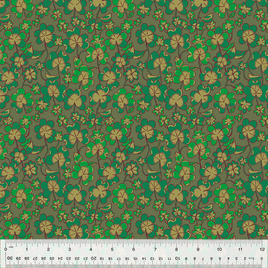 Heather Ross Forestburgh Clover Olive Green Fabric