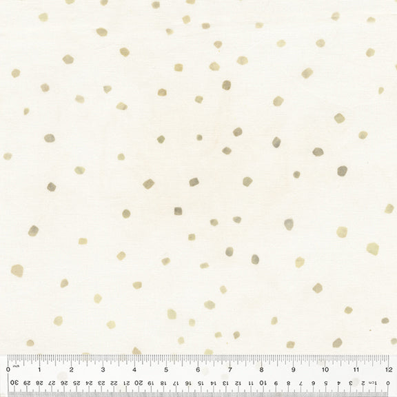 Carrie Bloomston Found Batik Dots Paper White Fabric