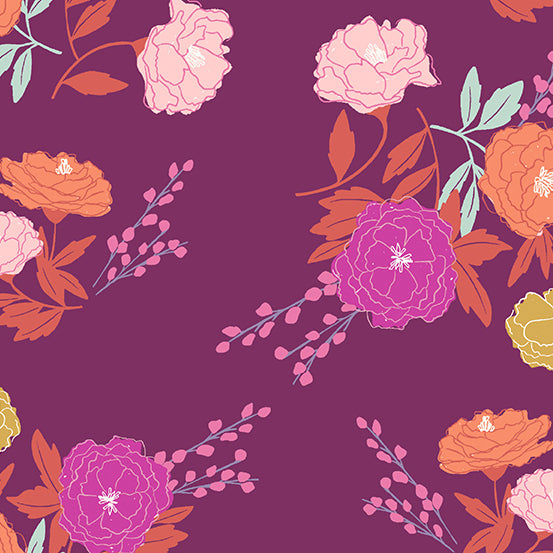 Stephanie Organes Wandering Blossom Mulberry Floral Fabric