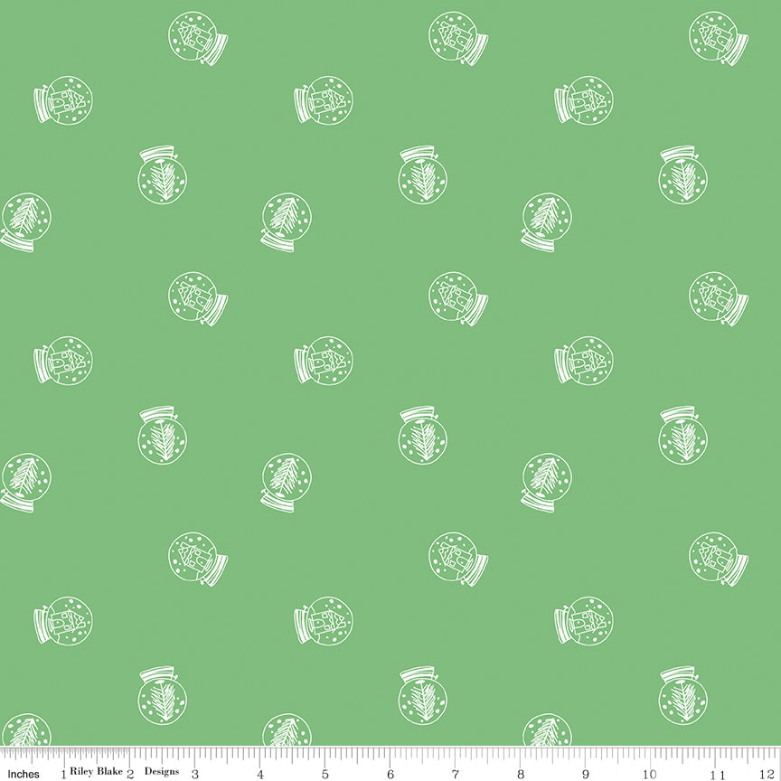 Tasha Noel Pixie Noel 2 Snow Globes Green Fabric
