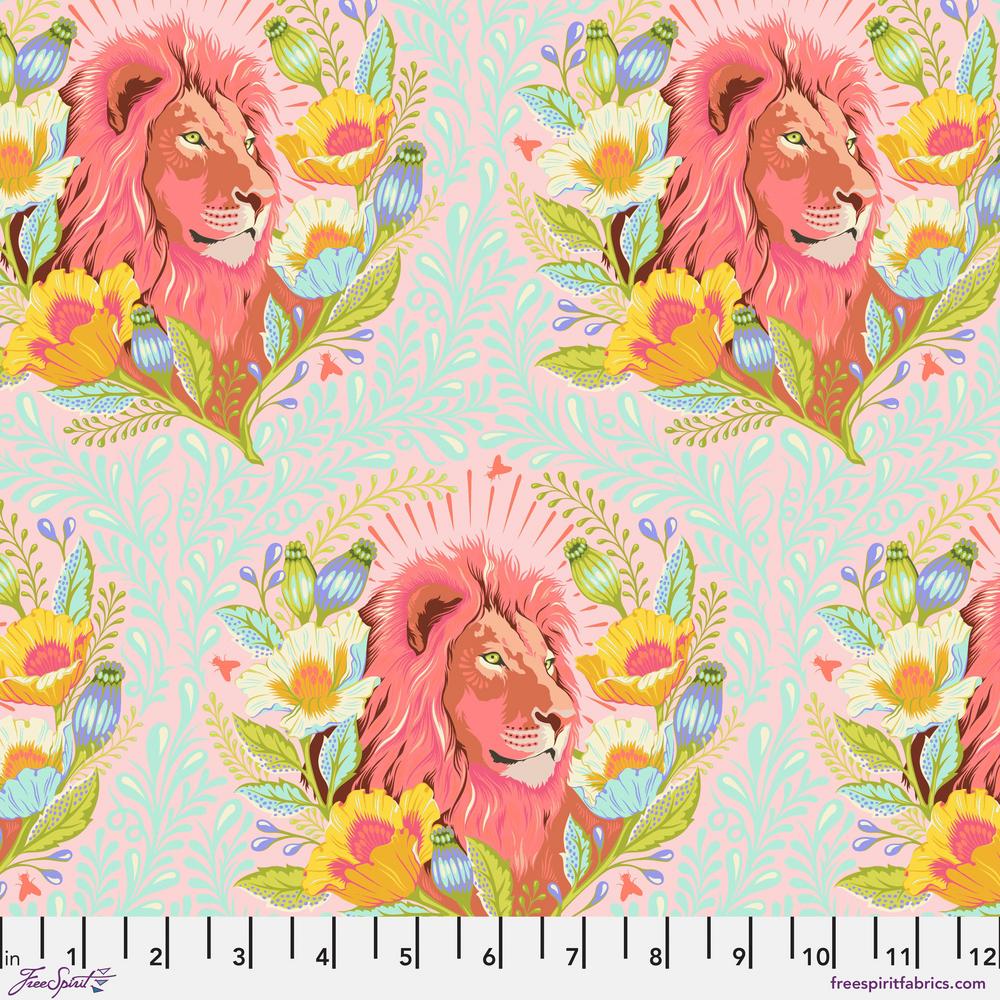 Tula Pink Everglow Good Hair Day - Lunar Pink Lion Fabric