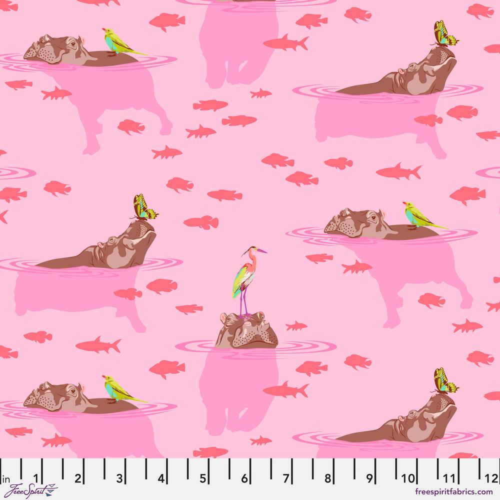 Tula Pink Everglow My Hippos Don't Lie - Nova Pink Fabric