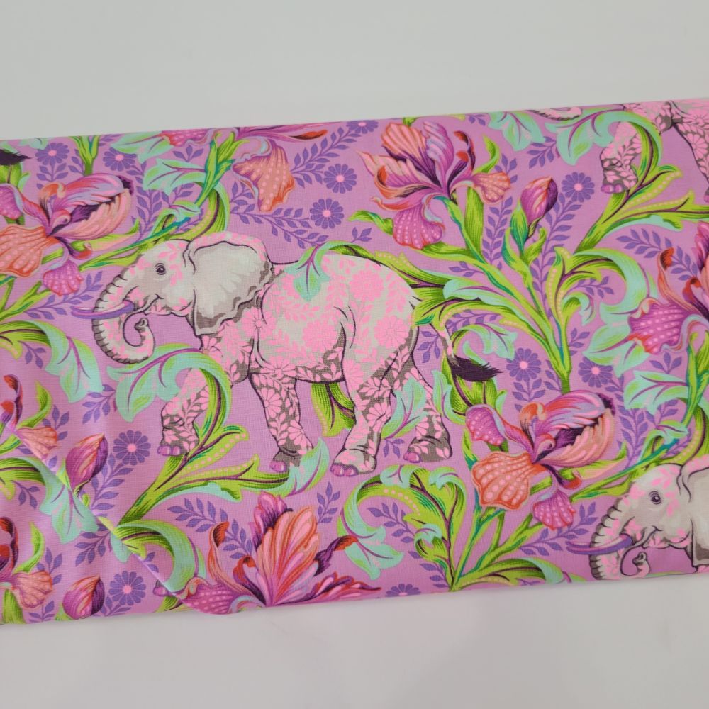 Tula Pink Everglow All Ears Cosmic Pink Elephant Fabric