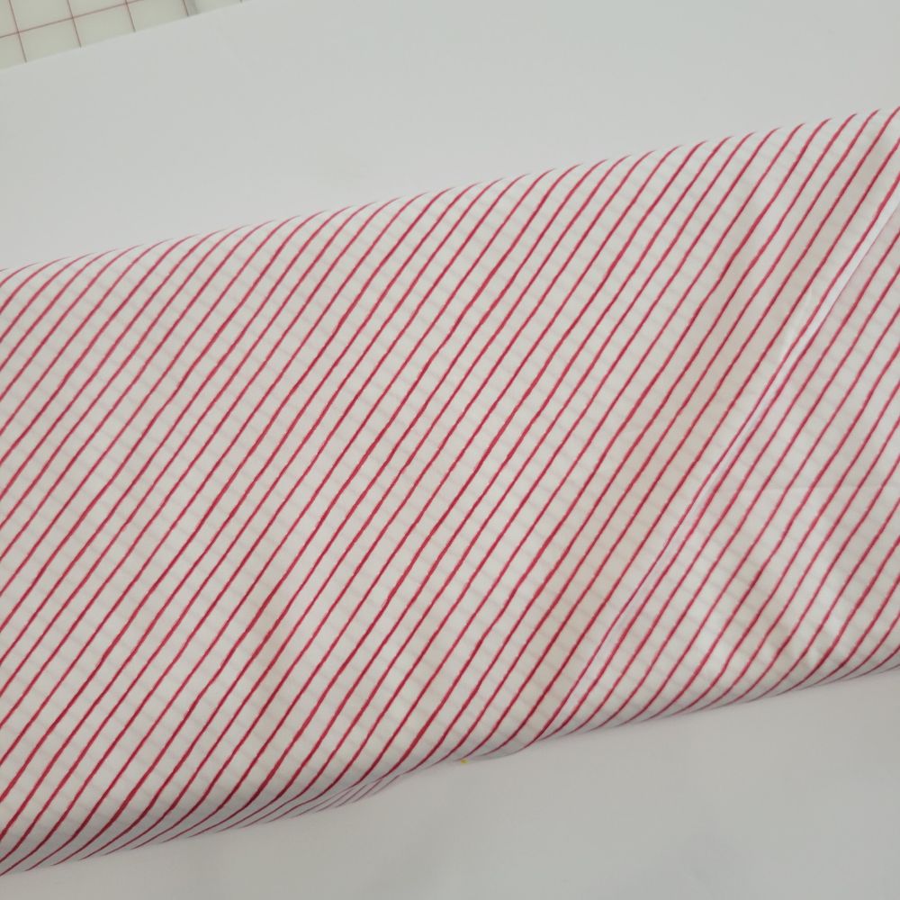 Katarina Roccella Wintertale Jolly Ribbons Red and White Stripe Fabric