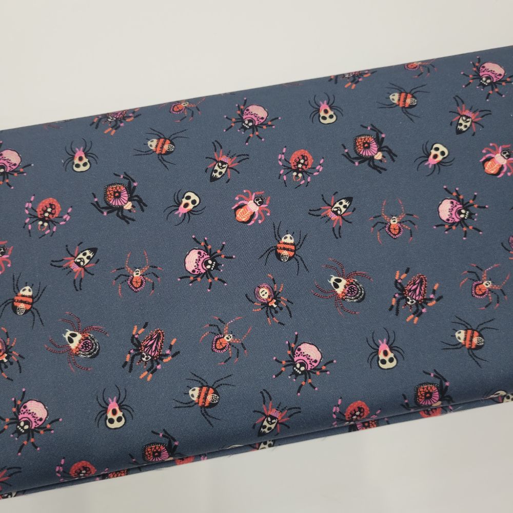 Helen Black Forest Whispers Spiders Navy Fabric