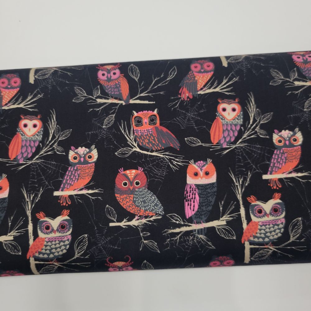 Helen Black Forest Whispers Night Owls Fabric