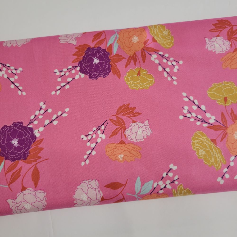 Stephanie Organes Wandering Blossom Pink Floral Fabric