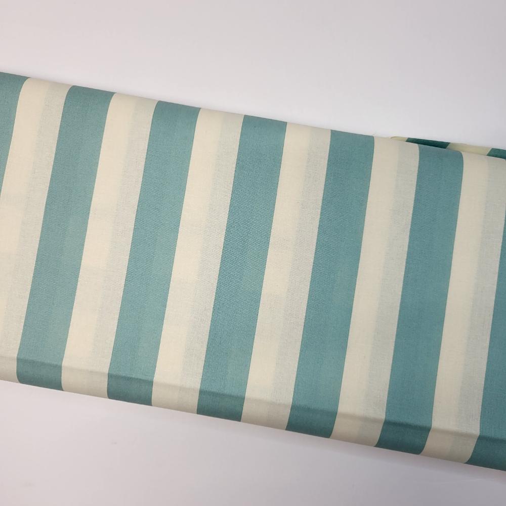 Heather Ross Forestburgh Broadstripe Ivory and Blue Fabric