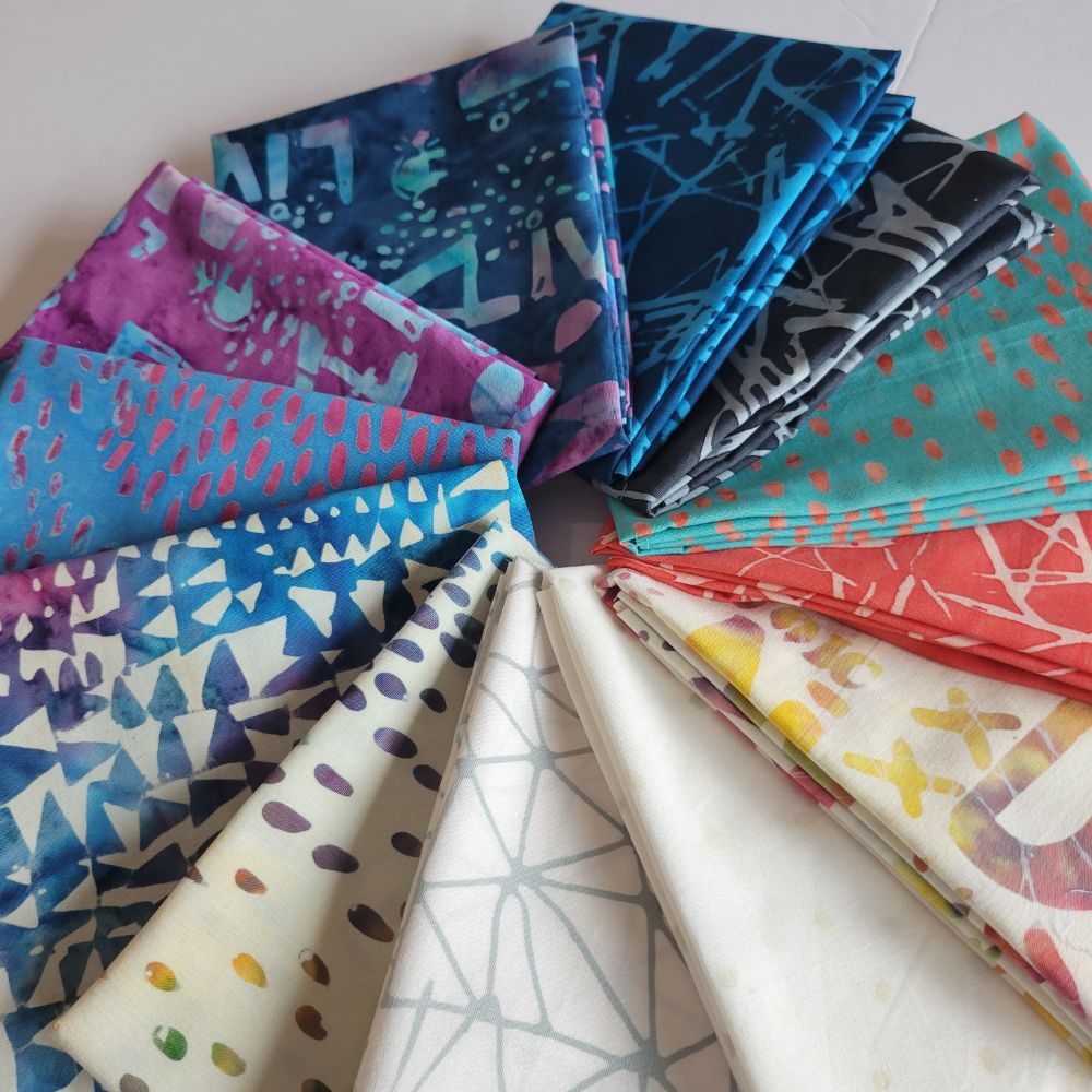 Carrie Bloomston Found Batik Fabric Bundle 12 Prints