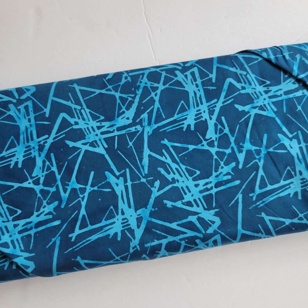 Carrie Bloomston Found Batik Scraps Blue Fabric