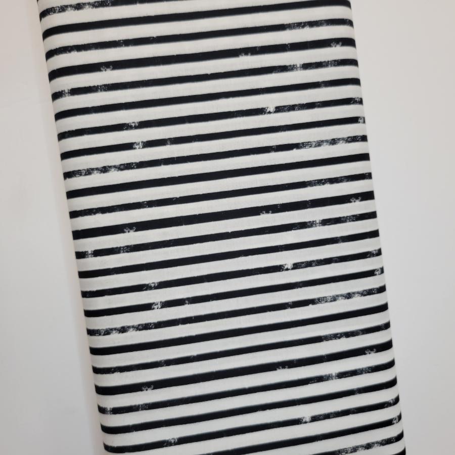 Pammie Jane Bootiful Weathered Stripe Black and White Fabric