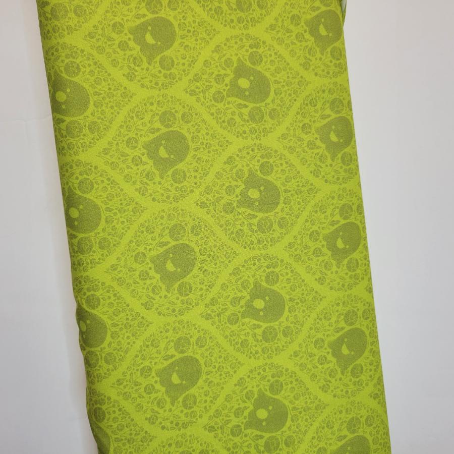 Pammie Jane Bootiful Ghosted Citron Green Fabric