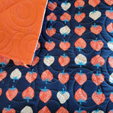 Pre-Quilted Half Yard Panel for Bag Making- Canvas Strawberries