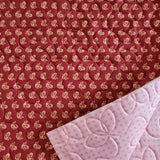 Pre-Quilted Half Yard Panel for Bag Making- Red Floral