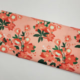 Lizzy House Tiny Christmas Poinsettia Florals Carnation Pink Fabric