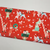 Lizzy House Tiny Christmas Elves Red Fabric