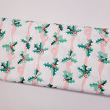 Lizzy House Tiny Christmas Holly Stripes Snow Fabric