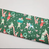 Lizzy House Tiny Christmas Elves Pine Green Fabric