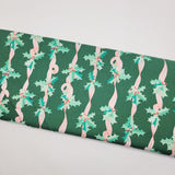 Lizzy House Tiny Christmas Holly Stripes Pine Green Fabric