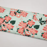 Lizzy House Tiny Christmas Poinsettia Florals Mint Green Fabric