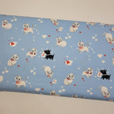 Funny Valentine Kitty Sky Blue Fabric by Lizzy House