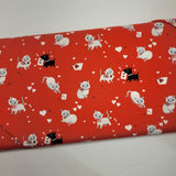 Funny Valentine Kitty Love Red Fabric by Lizzy House