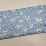 Funny Valentine Flower Heart Sky Blue Fabric by Lizzy House