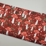 Funny Valentine Mushrooms Rose Red Fabric by Lizzy House