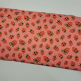 Funny Valentine Strawberries Coral Pink Fabric by Lizzy House