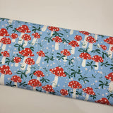 Funny Valentine Mushrooms Sky Blue Fabric by Lizzy House