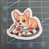 Corgi on a Quilt Sticker