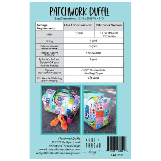 Patchwork Duffle Bag Pattern by Knot & Thread – Mashe Modern Fabric and ...