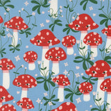 Funny Valentine Mushrooms Sky Blue Fabric by Lizzy House