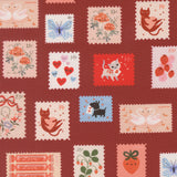 Funny Valentine Stamps Rose Red Fabric by Lizzy House