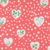 Funny Valentine Flower Heart Coral Pink Fabric by Lizzy House