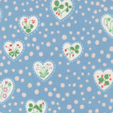 Funny Valentine Flower Heart Sky Blue Fabric by Lizzy House