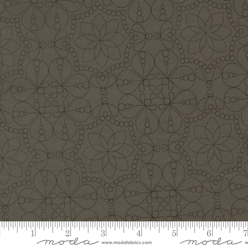 Tranquility Star Blossom Graphite Fabric by Sarditty
